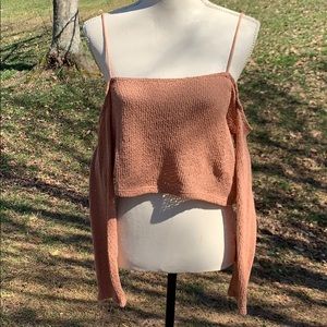 Knit open shoulder crop top
